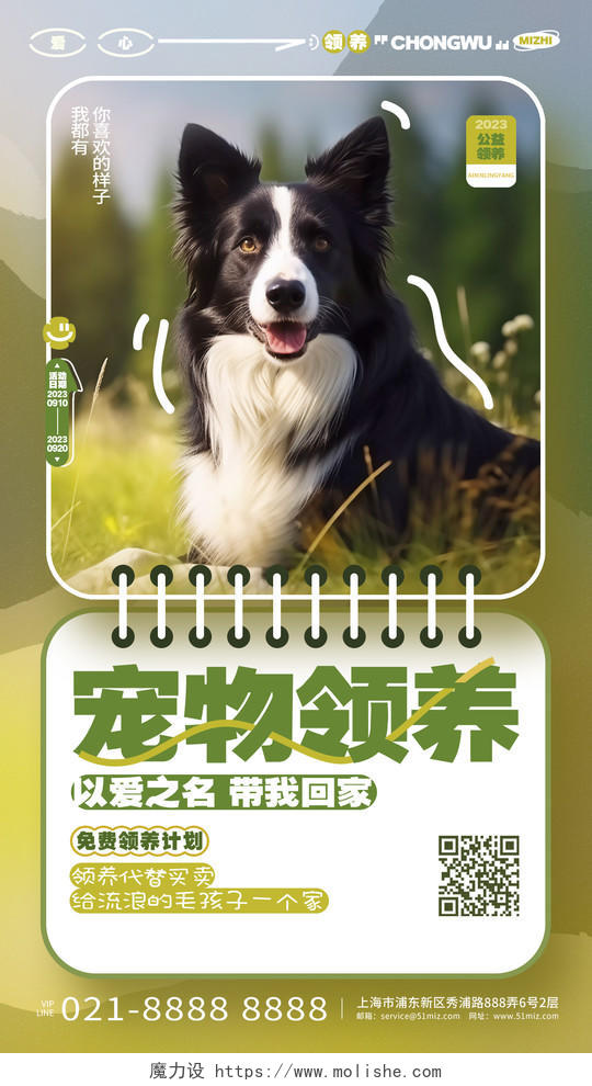 写实风大气宠物领养宠物店手机海报AI
